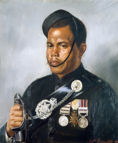 Jemadar Jangia Thapa, 5th Gurkha Regiment, 1890 by Frederick Swynnerton
